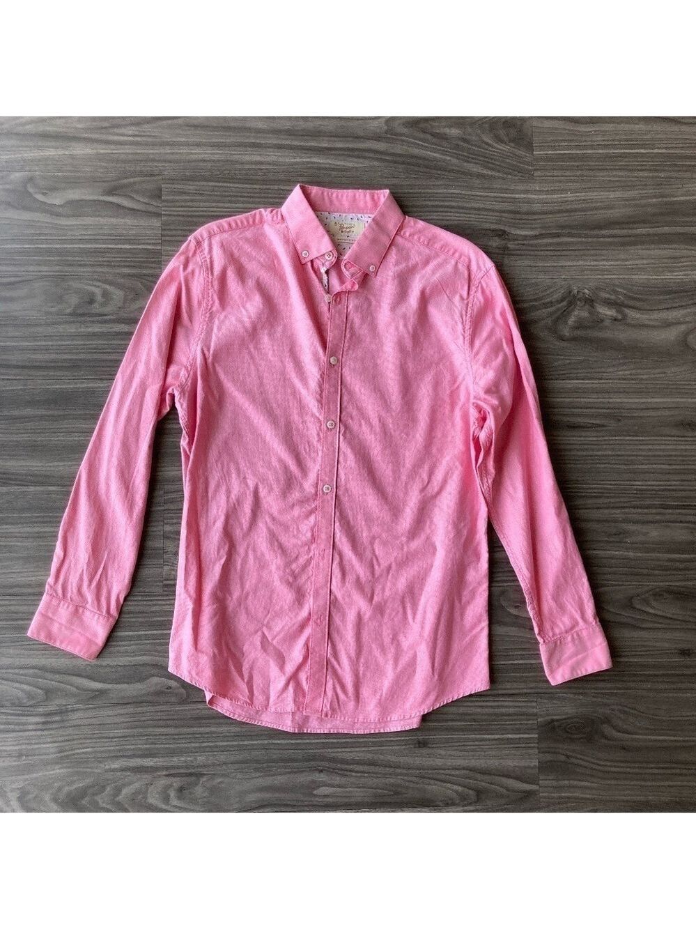 Original Penguin Men's Heritage Slim Pink Cotton Long Sleeve Button Down Shirt